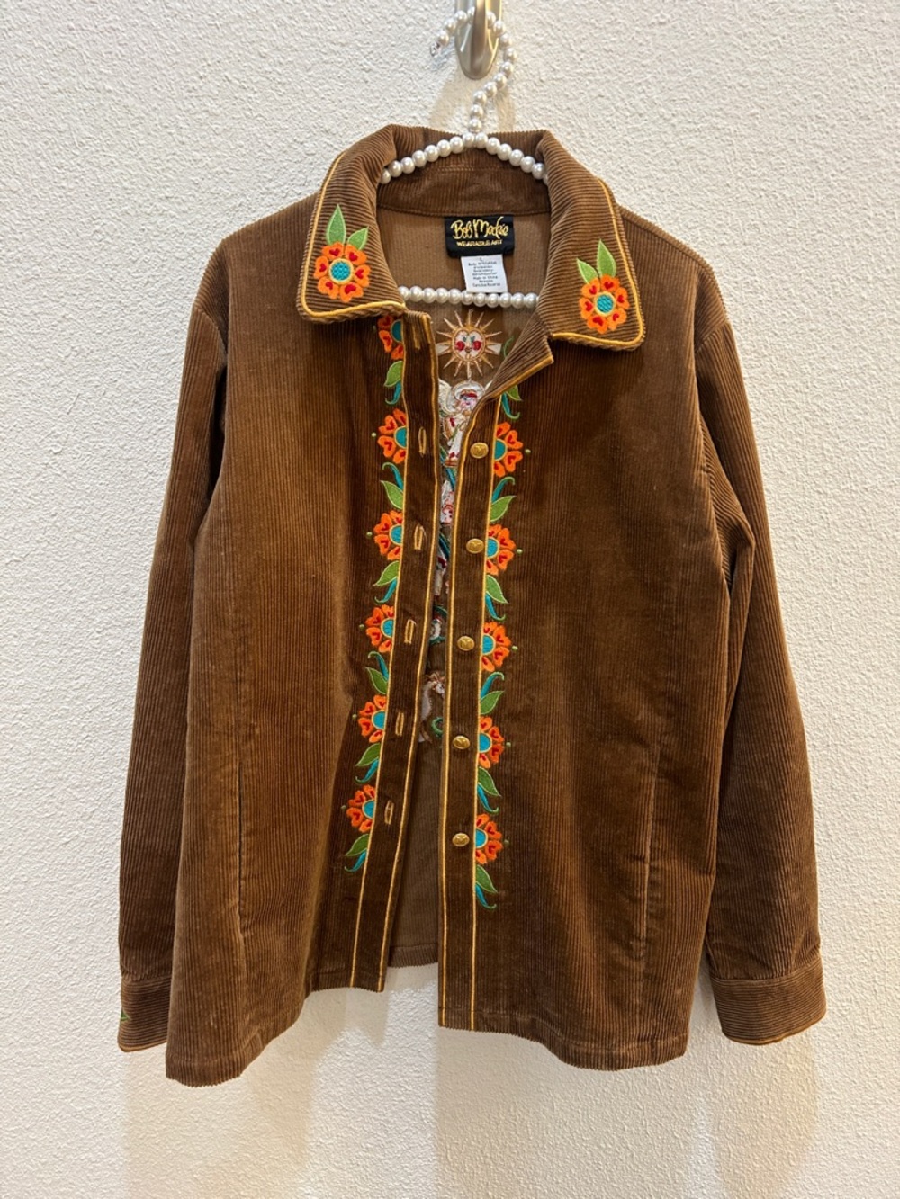 Vintage Bob Macke Embroidered Corduroy Chore Jacket Size Large - Picture 6 of 14